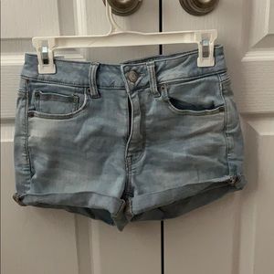 light wash denim shorts